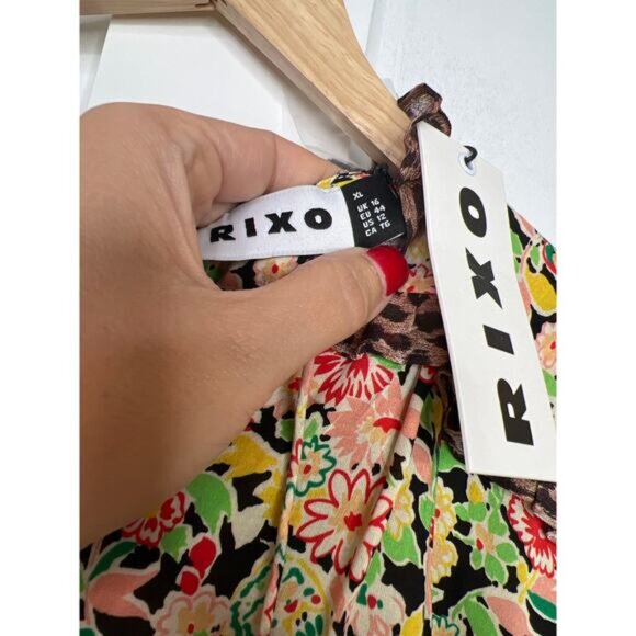 NWT Rixo Rina Crepe Trimmed Printed Floral Voile Playsuit Romper Size: 12 - Picture 5 of 7